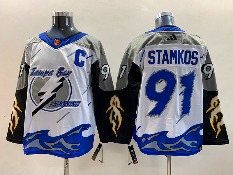 Men's Tampa Bay Lightning Steven Stamkos #91 White Jersey